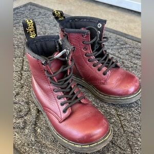 Dr. Martens Kids Burgundy Leather Lace-Up Boots